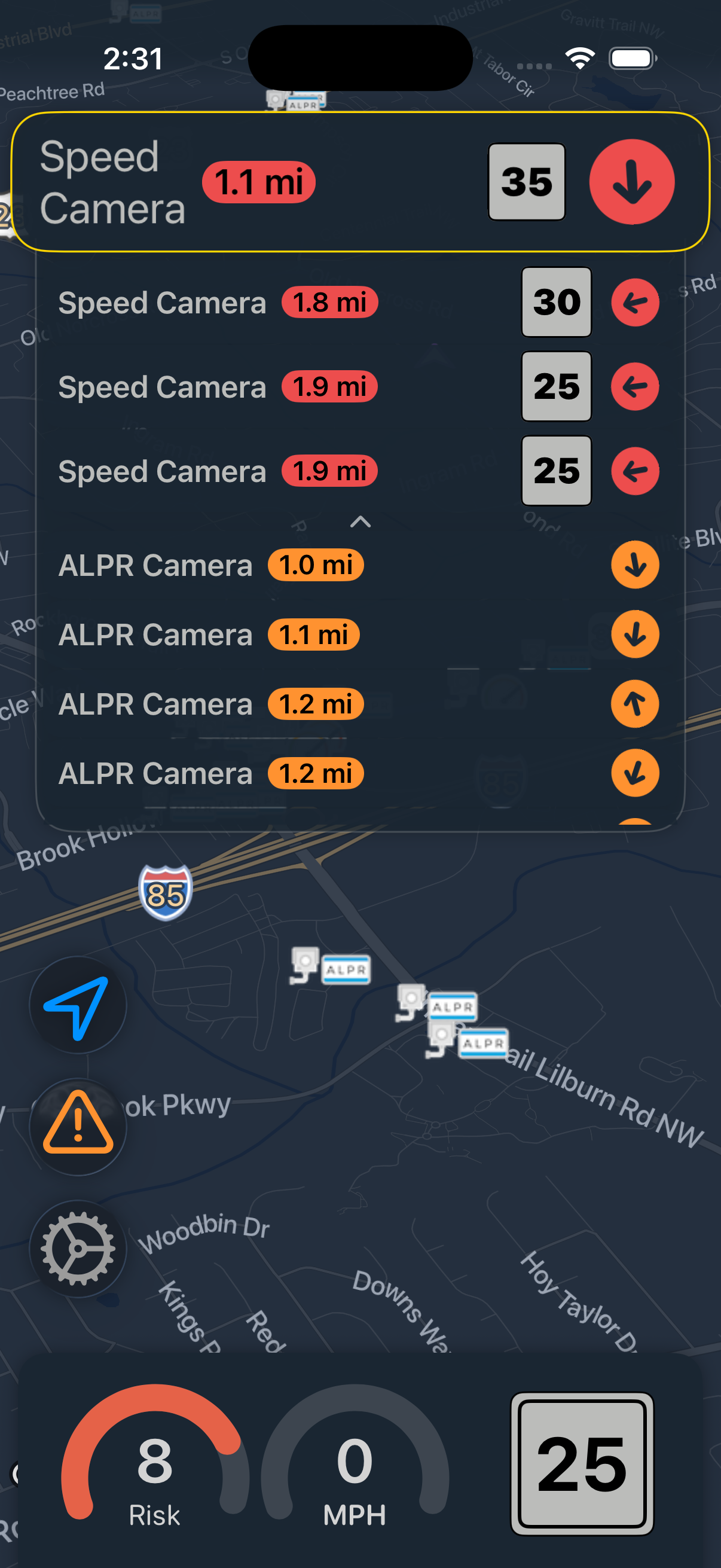 HighwayRadar app screenshot
