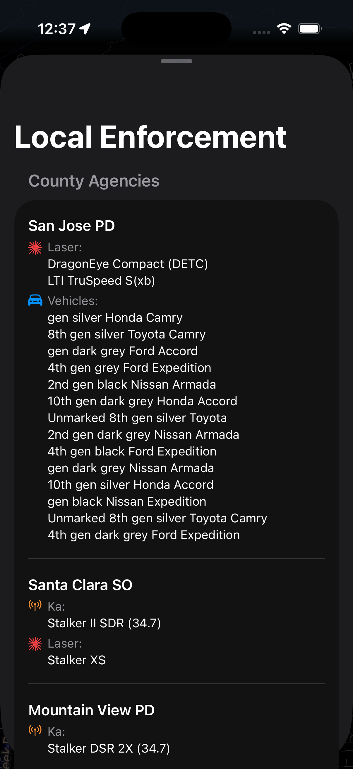 HighwayRadar app screenshot