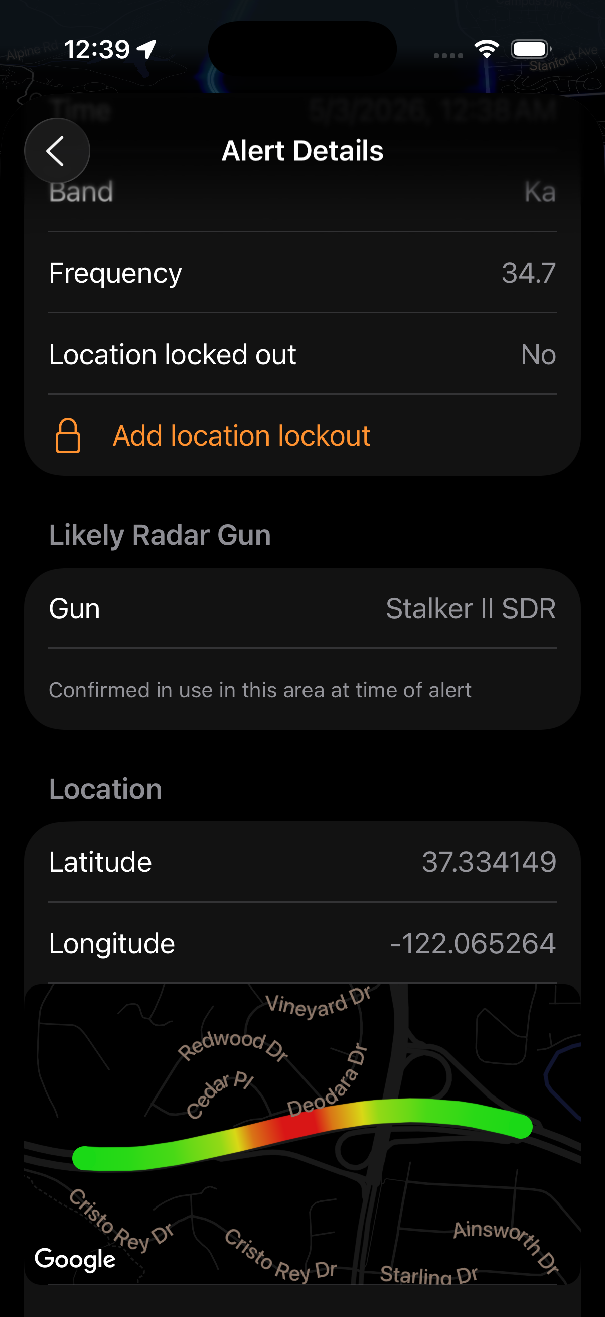 HighwayRadar app screenshot